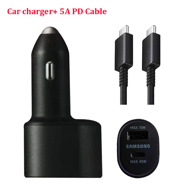 Samsung Super Fast Dual Port( 45W & 15W) car charger For galaxy S22 S23 S24 S25