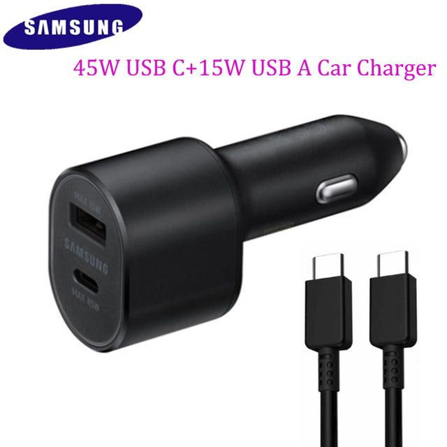 Samsung Super Fast Dual Port( 45W & 15W) car charger For galaxy S22 S23 S24 S25