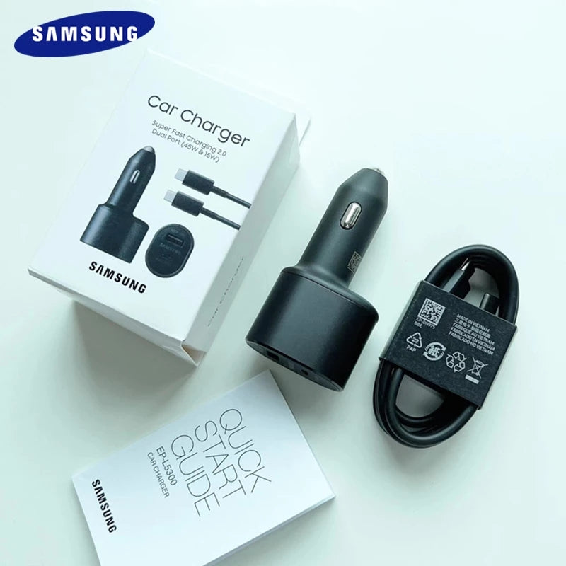 Samsung Super Fast Dual Port( 45W & 15W) car charger For galaxy S22 S23 S24 S25