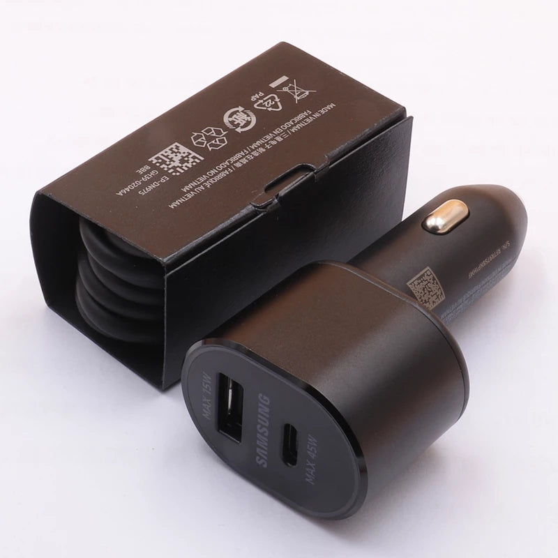 Samsung Super Fast Dual Port( 45W & 15W) car charger For galaxy S22 S23 S24 S25