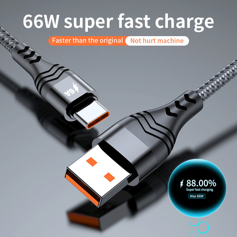 Super fast USB to Type-C Braided Heavy duty cable charger for Samsung Oppo iphone
