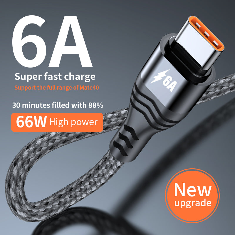 Super fast USB to Type-C Braided Heavy duty cable charger for Samsung Oppo iphone