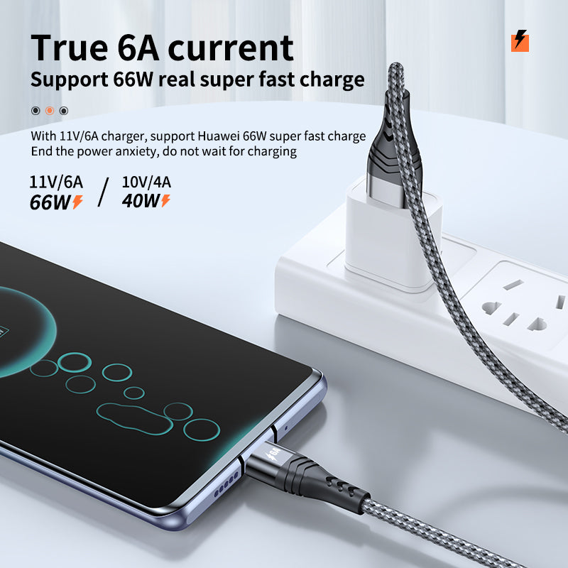 Super fast USB to Type-C Braided Heavy duty cable charger for Samsung Oppo iphone